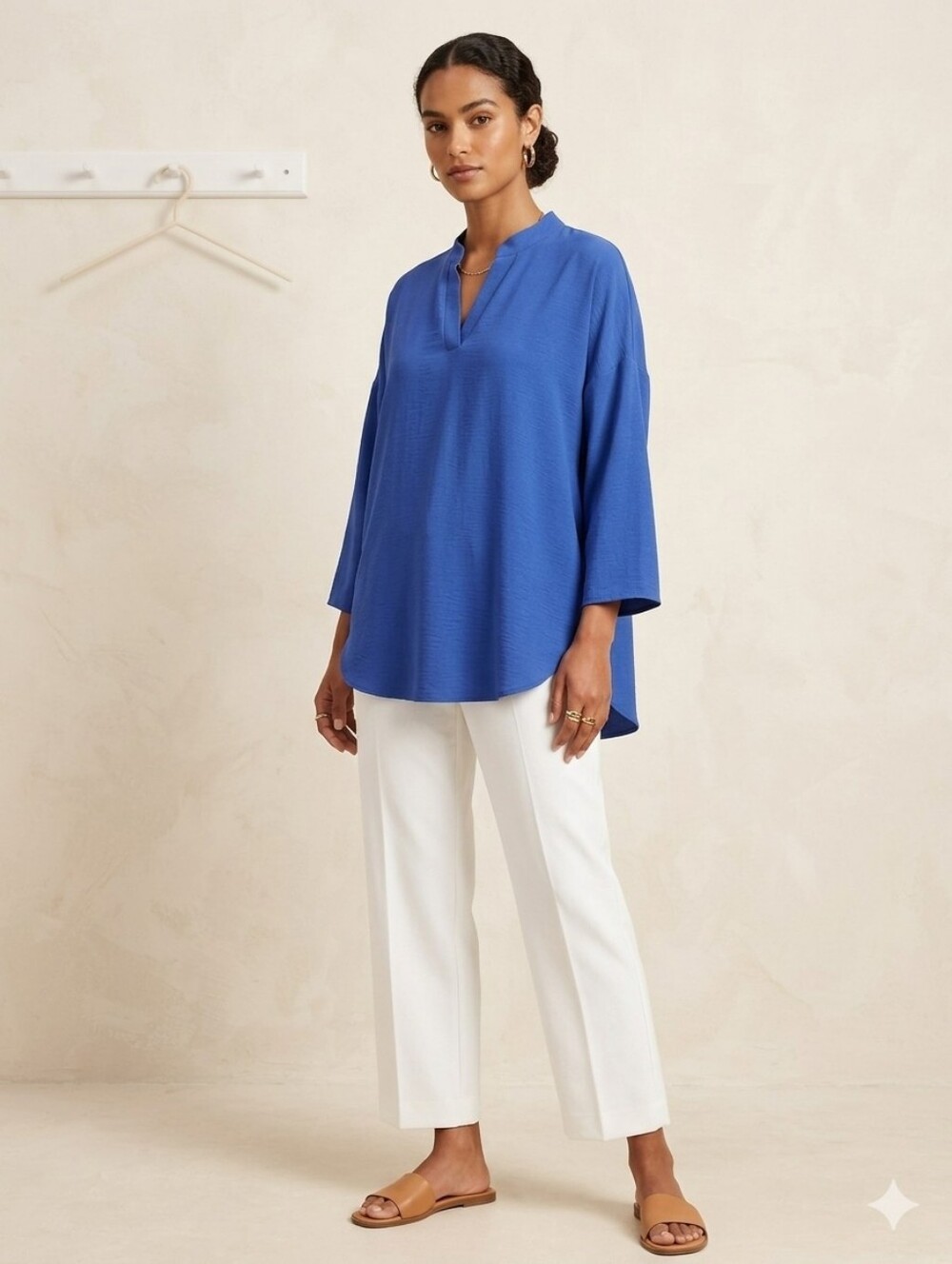 Cobalt Blue Tunic Style Blouse  2XL